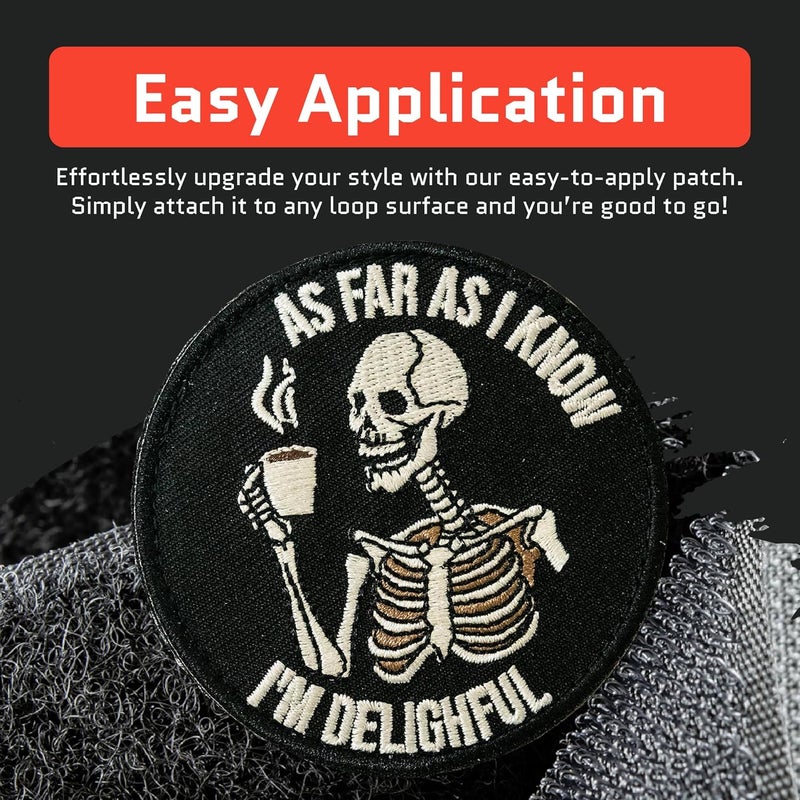 Jestik As Far As I Know I'm Delighful Embroidery Patch - Funny Embroidered Patches, Military Tactical Morale Patch with Hook and Loop Fastener, Cute Patches for Backpacks, Jeans, Jackets, Vests, Hats & More - Image 3
